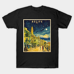 Recife Brazil Starry Night Vintage Tourism Travel Poster T-Shirt